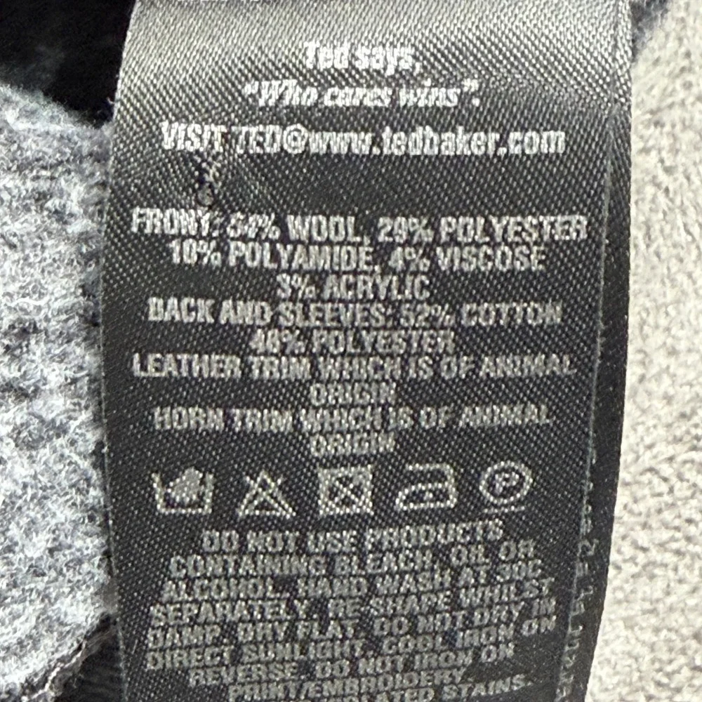 Ted Baker Bomber Jacket Mens 5 XL Gray Herringbone Wool Blend Zip Front Hybrid